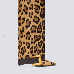 Balmain Leopard Print Heeled Boots with Gold Buckle